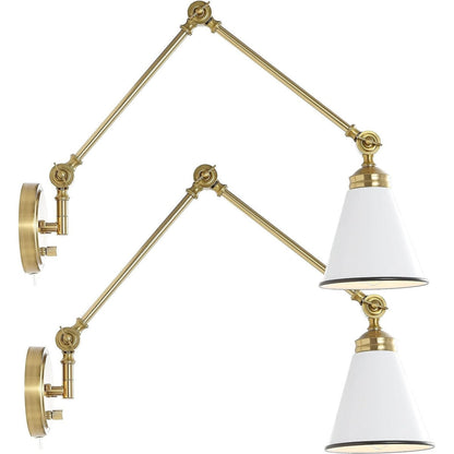 Applique da parete industriale WINGBO con braccio girevole e paralume in metallo, confezione da 2...