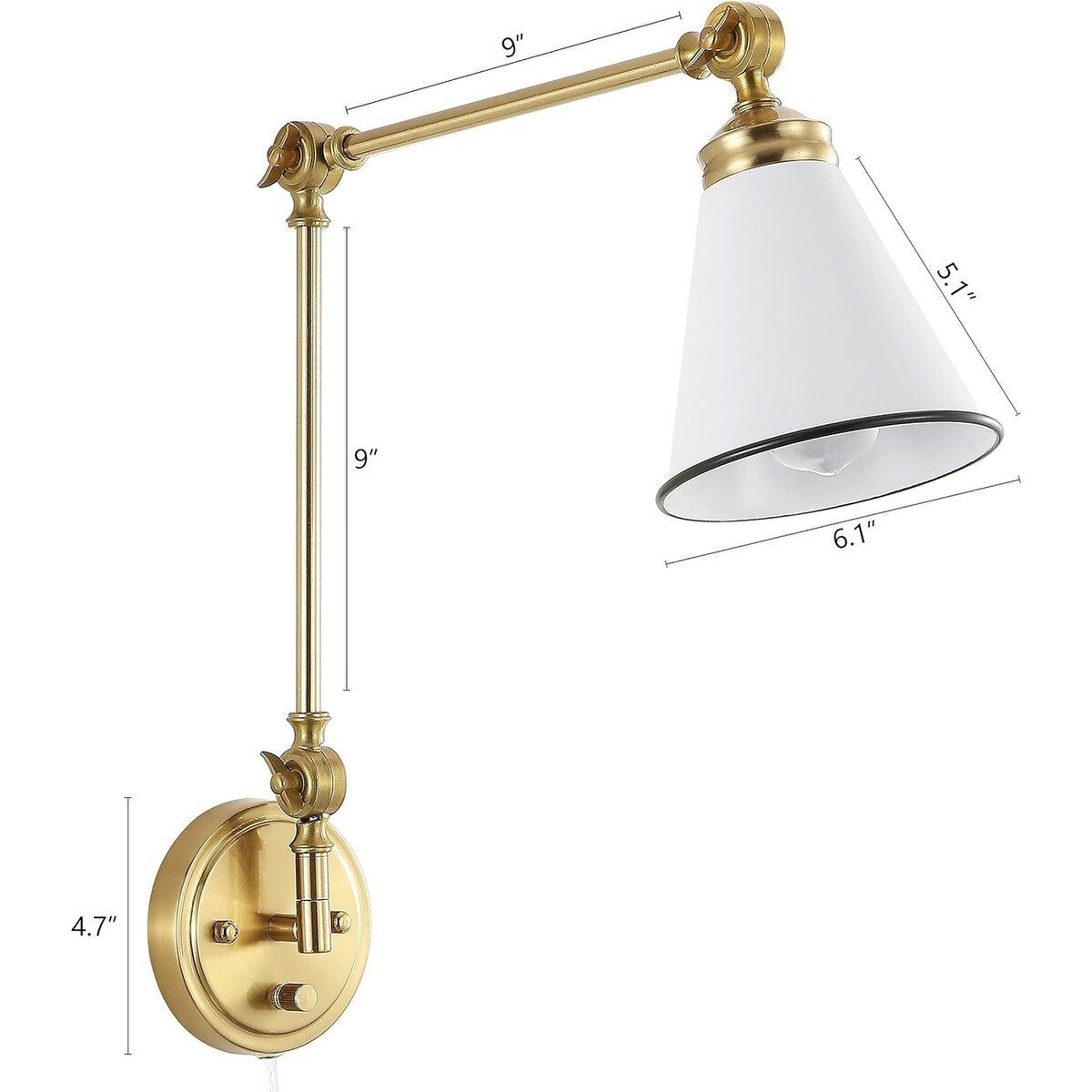 Applique da parete industriale WINGBO con braccio girevole e paralume in metallo, confezione da 2...