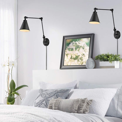 Applique da parete industriale WINGBO con braccio girevole e paralume in metallo, confezione da 2...