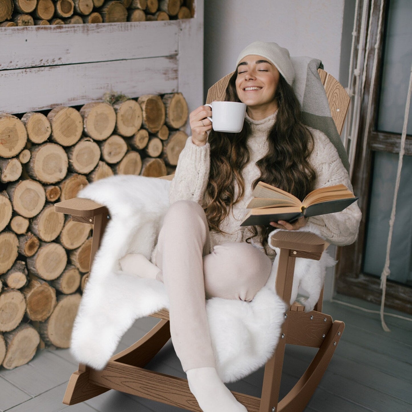 Sedia a dondolo da esterno WINSOON adatta a tutte le stagioni, set da 2