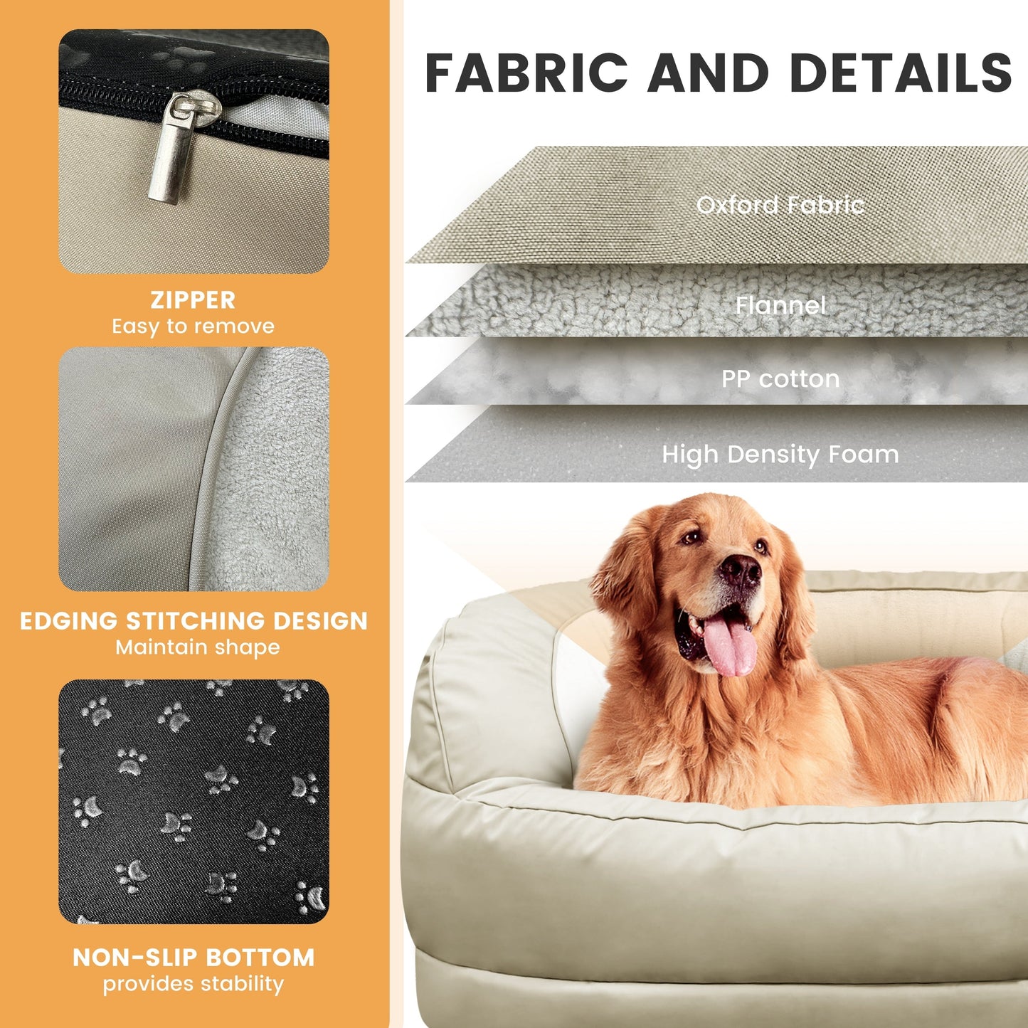 WOWMAX Letto ortopedico impermeabile in schiuma per cani di grossa taglia