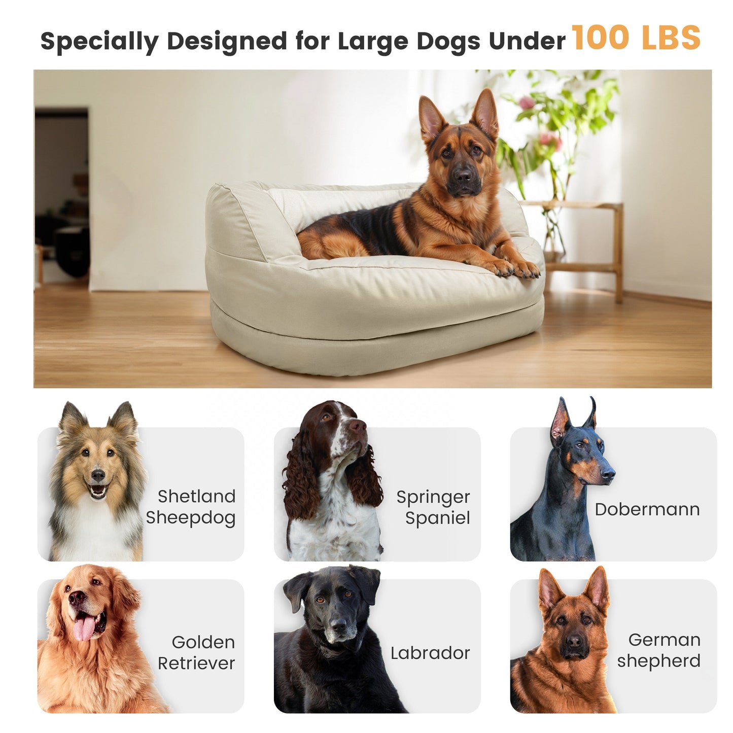 WOWMAX Letto ortopedico impermeabile in schiuma per cani di grossa taglia