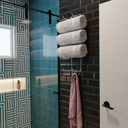 Portasciugamani Boto Wallniture, organizer da bagno con decorazione da parete rustica