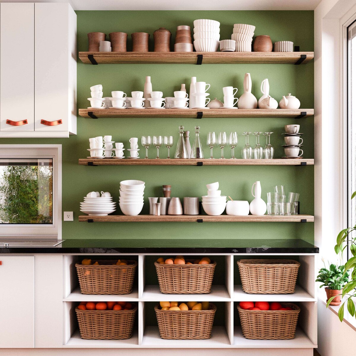 Wallniture Forte 72 in Mensole sospese, 2 pezzi, bruciato, legno