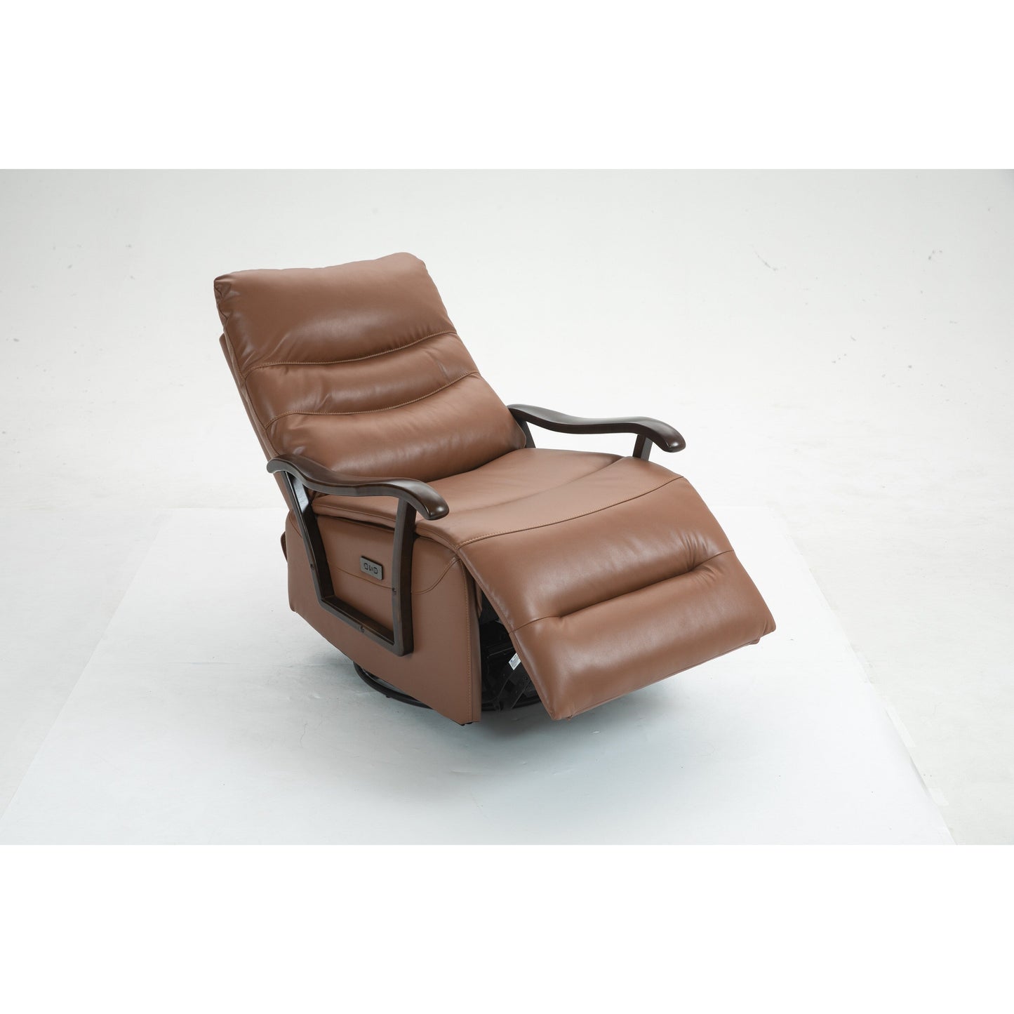 Poltrona reclinabile elettrica girevole resistente all'acqua con porta USB, braccioli in legno massello e funzione di oscillazione delicata