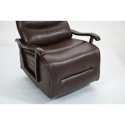 Poltrona reclinabile elettrica girevole resistente all'acqua con porta USB, braccioli in legno massello e funzione di oscillazione delicata