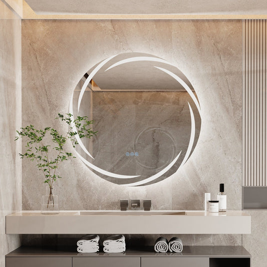 Specchio da bagno con luce LED touch impermeabile e antiappannamento, dimmerabile