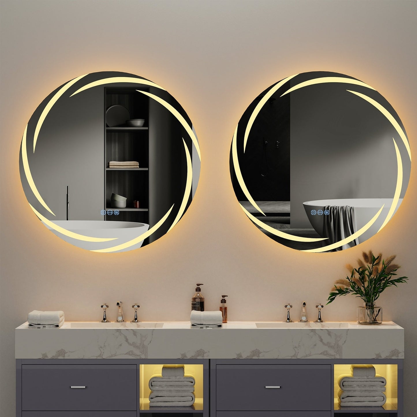 Specchio da bagno con luce LED touch impermeabile e antiappannamento, dimmerabile