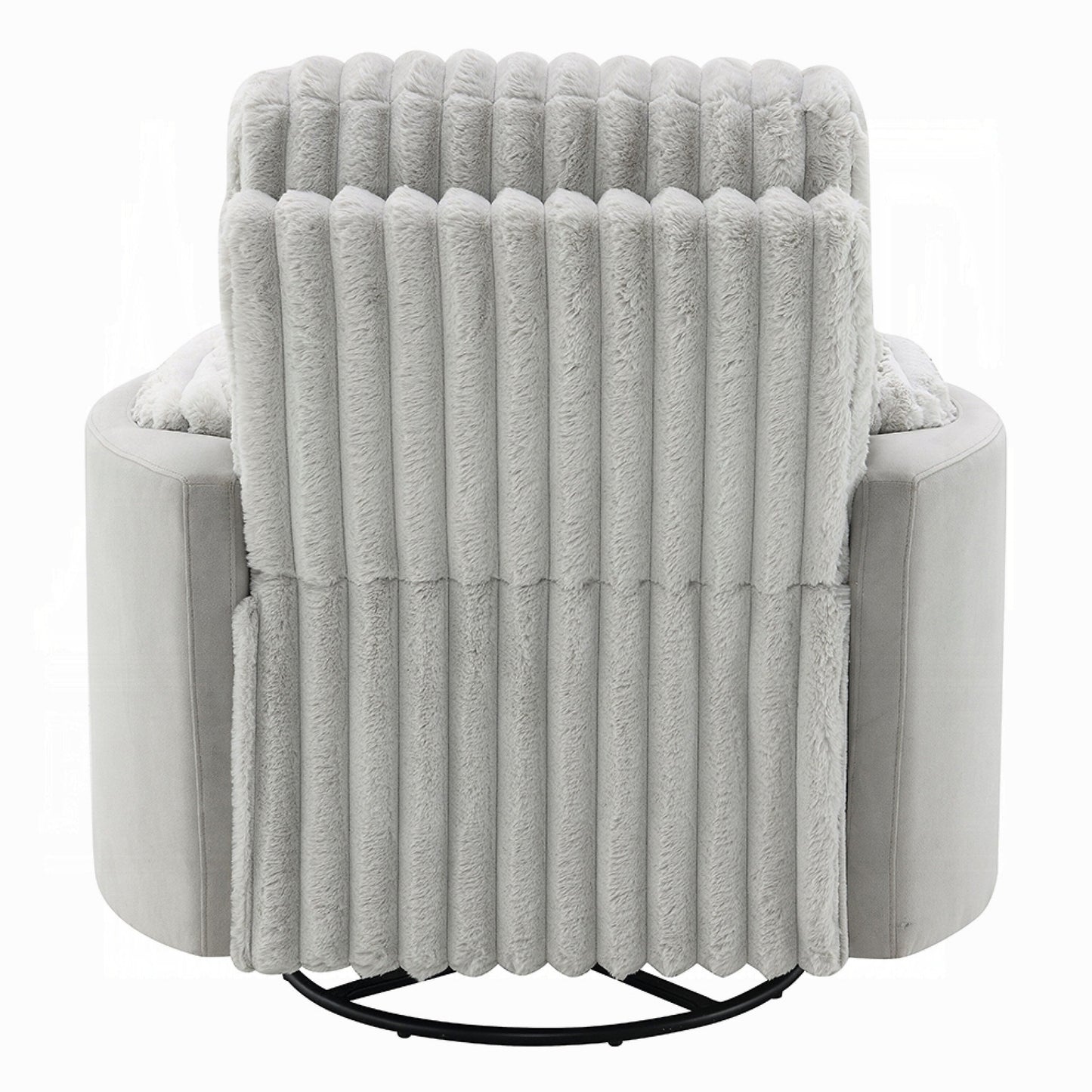 Poltrona girevole reclinabile manuale Watsy, velluto a coste grigio moderno