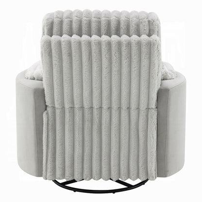 Poltrona girevole reclinabile manuale Watsy, velluto a coste grigio moderno