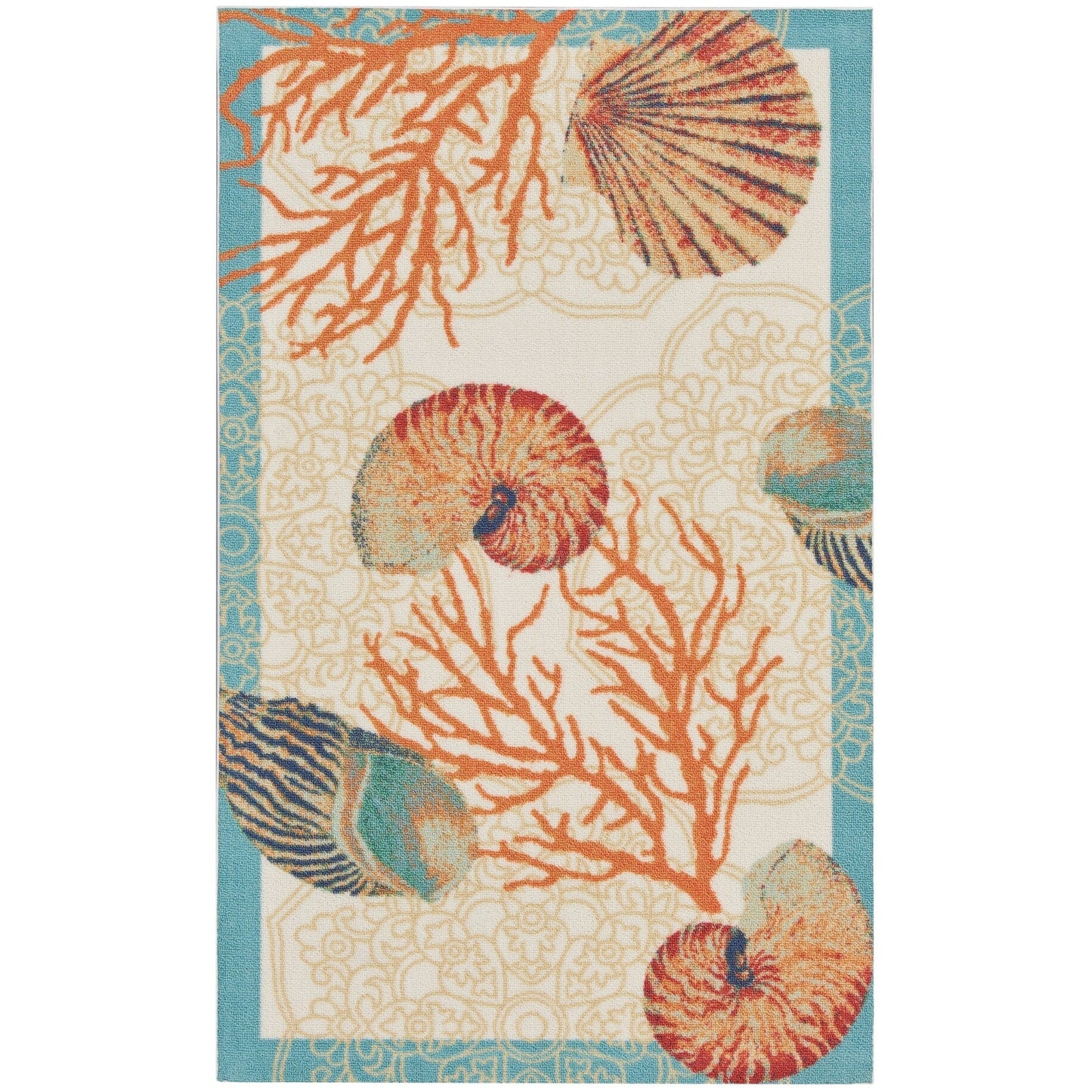 Tappeto per interni ed esterni Waverly Sun &amp; Shade Shore Thing Tropical Sea Shell Floral