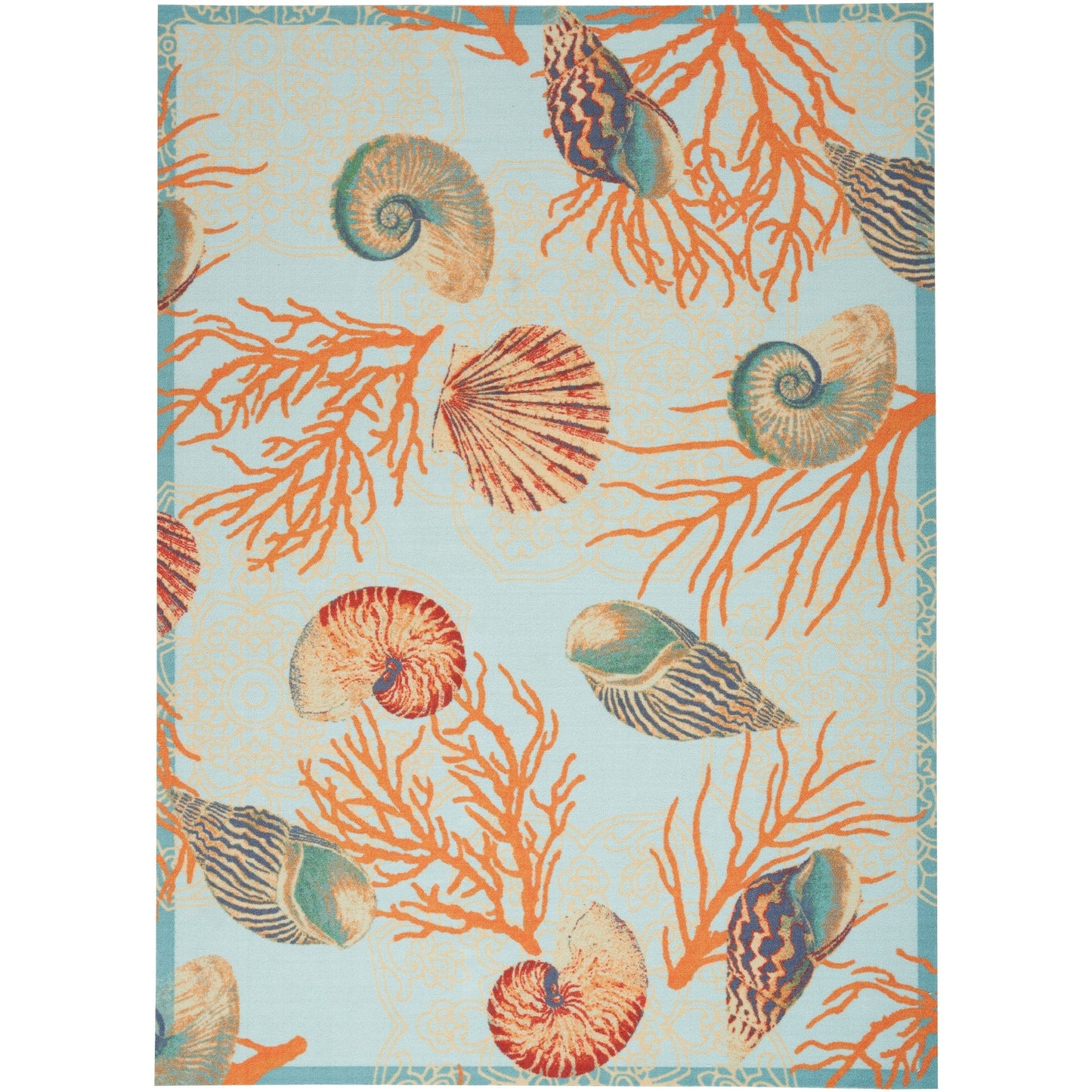 Tappeto per interni ed esterni Waverly Sun &amp; Shade Shore Thing Tropical Sea Shell Floral