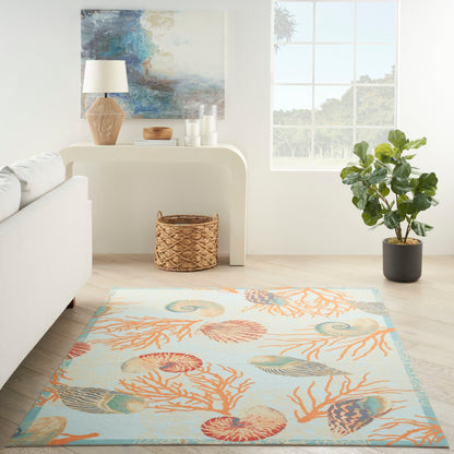 Tappeto per interni ed esterni Waverly Sun &amp; Shade Shore Thing Tropical Sea Shell Floral