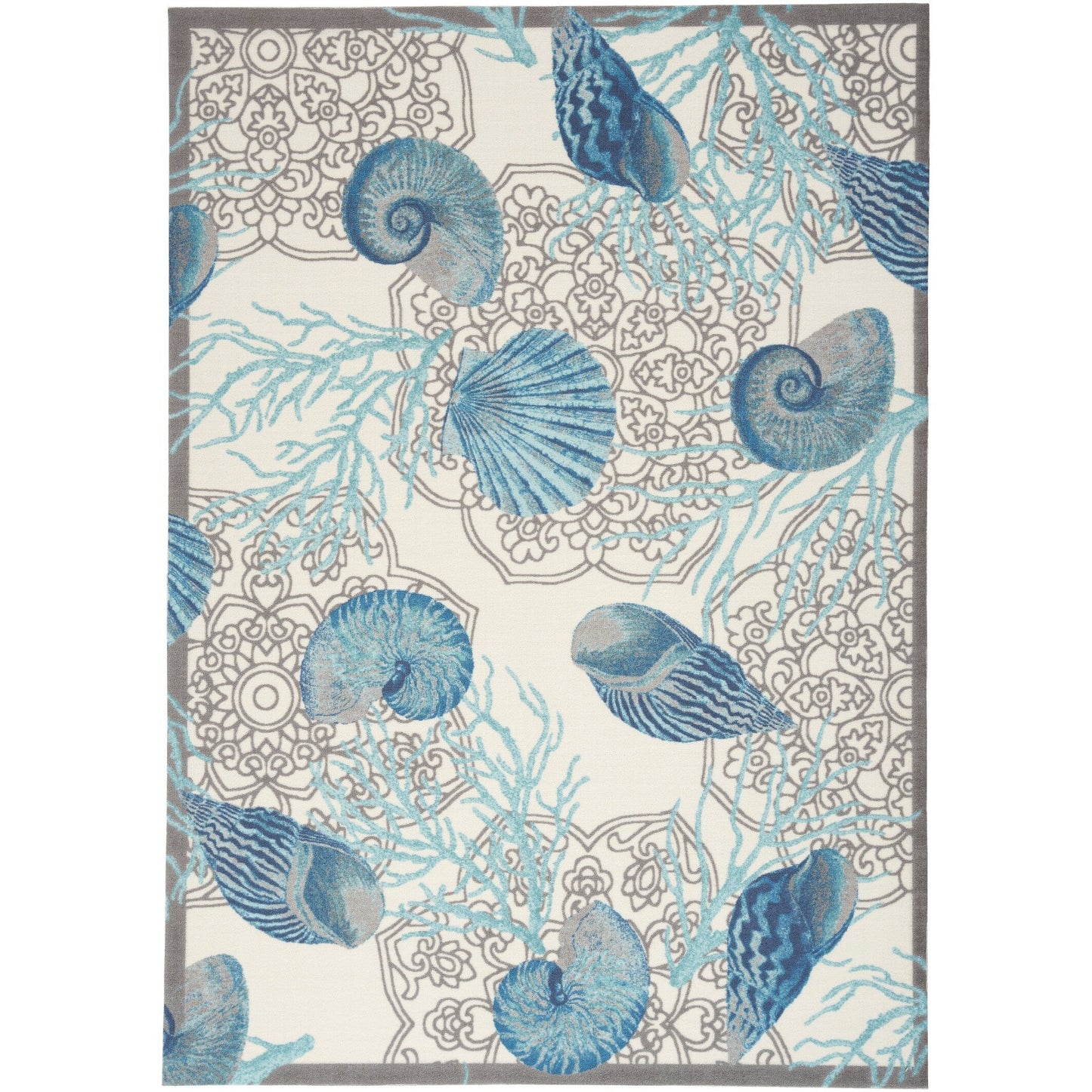 Tappeto per interni ed esterni Waverly Sun &amp; Shade Shore Thing Tropical Sea Shell Floral