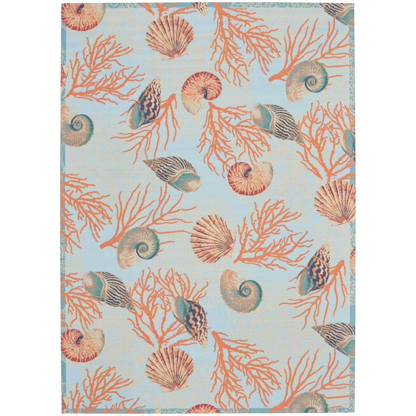 Tappeto per interni ed esterni Waverly Sun &amp; Shade Shore Thing Tropical Sea Shell Floral