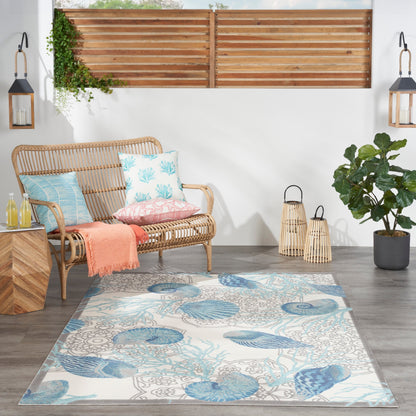 Tappeto per interni ed esterni Waverly Sun &amp; Shade Shore Thing Tropical Sea Shell Floral