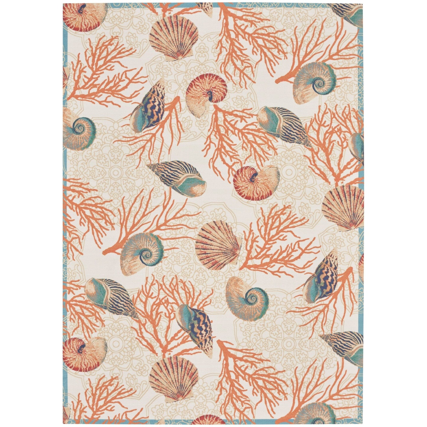 Tappeto per interni ed esterni Waverly Sun &amp; Shade Shore Thing Tropical Sea Shell Floral