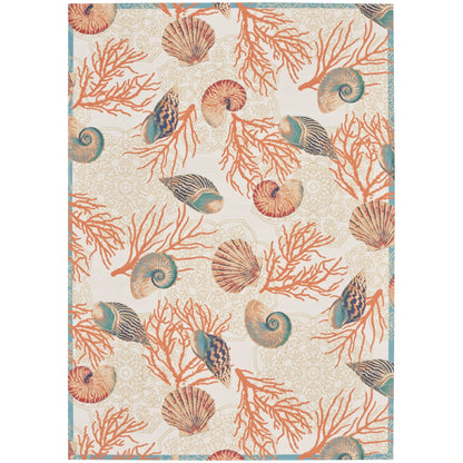 Tappeto per interni ed esterni Waverly Sun &amp; Shade Shore Thing Tropical Sea Shell Floral