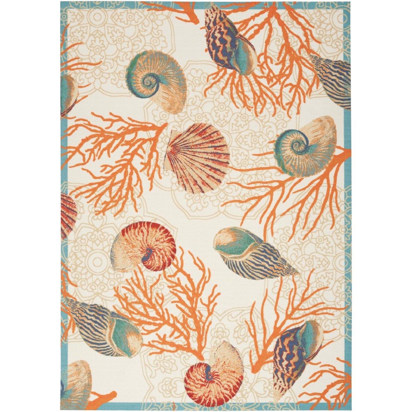 Tappeto per interni ed esterni Waverly Sun &amp; Shade Shore Thing Tropical Sea Shell Floral