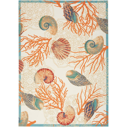 Tappeto per interni ed esterni Waverly Sun &amp; Shade Shore Thing Tropical Sea Shell Floral