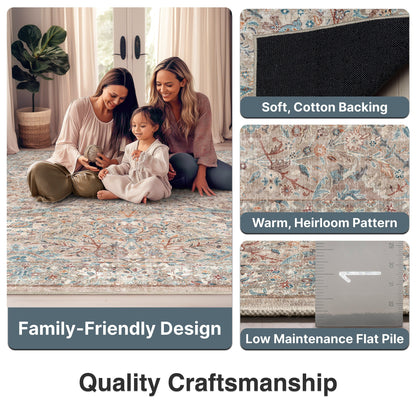 Tappeto vintage Emilia a trama piatta Asha ben tessuto