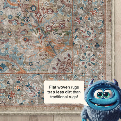 Tappeto vintage Emilia a trama piatta Asha ben tessuto