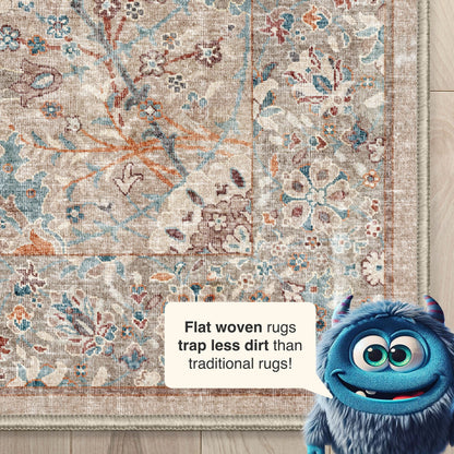 Tappeto vintage Emilia a trama piatta Asha ben tessuto