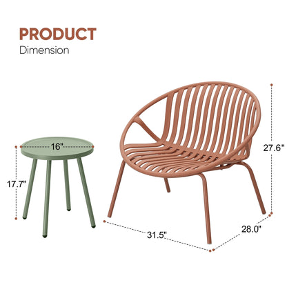 Set di mobili da giardino Werph da 3 pezzi, mobili da esterno con tavolo da bistrot e sedie da giardino, set da 2