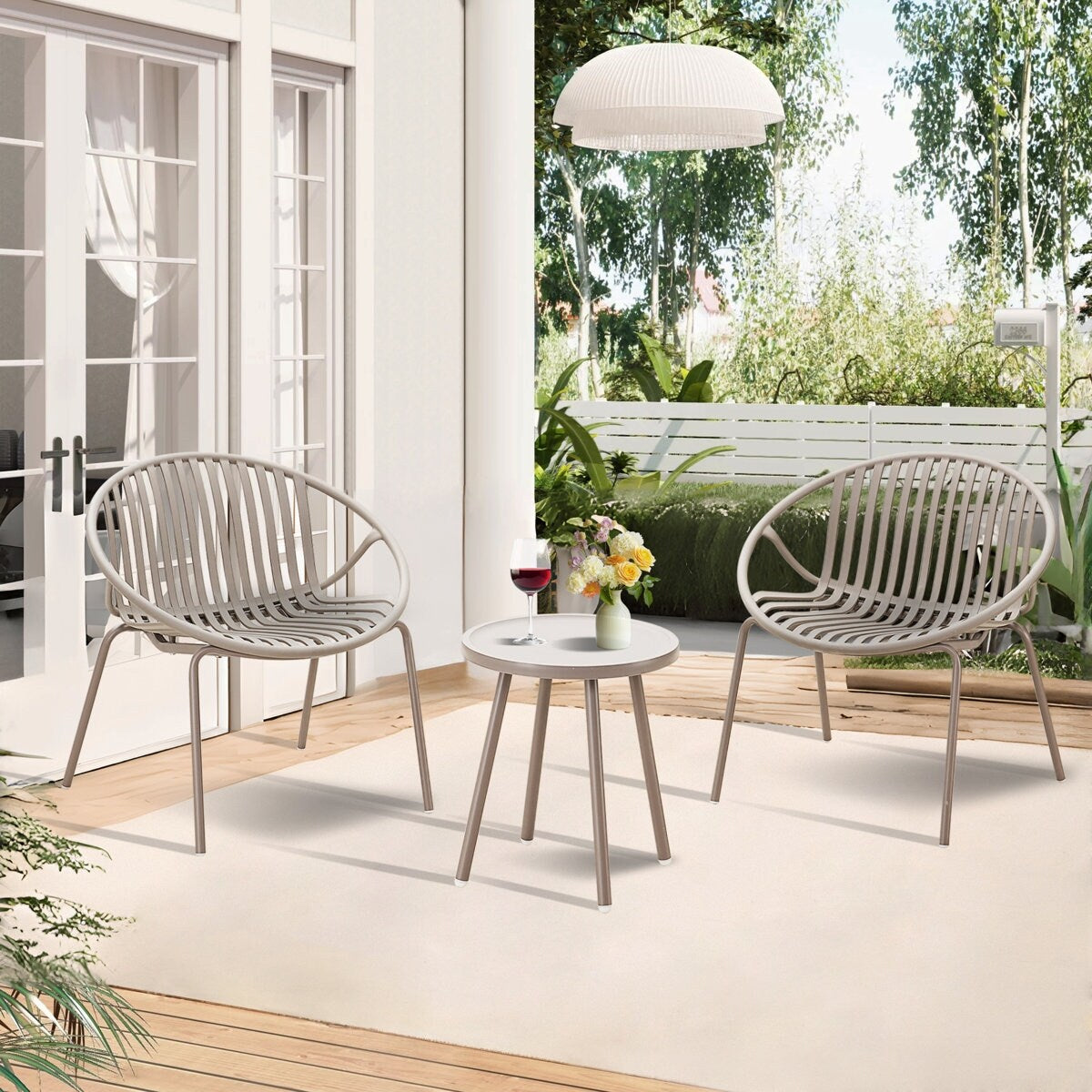 Set di mobili da giardino Werph da 3 pezzi, mobili da esterno con tavolo da bistrot e sedie da giardino, set da 2