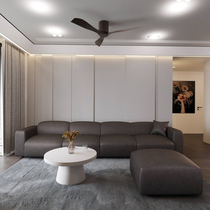 Set da conversazione imbottito Whisper con sedie modulari, braccioli agganciabili e pouf per soggiorno