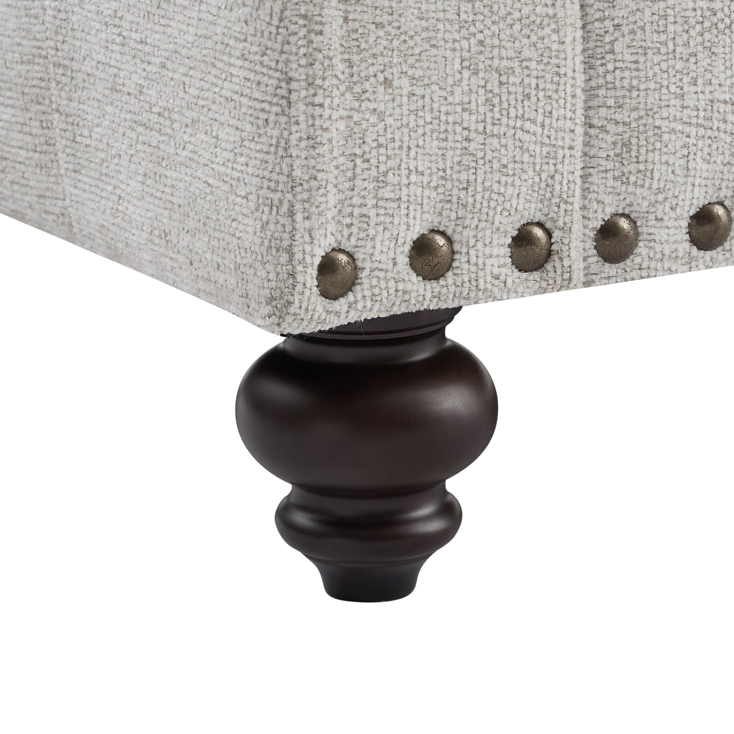 Divano moderno imbottito bianco da 37'' a 1 posto con spugne altamente elastiche e finiture con borchie