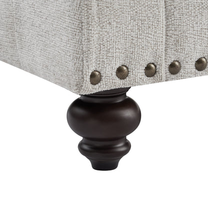 Divano moderno imbottito bianco da 37'' a 1 posto con spugne altamente elastiche e finiture con borchie