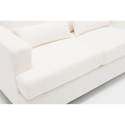 Divano a 2 posti in tessuto bianco da 63'' con seduta profonda e 3 cuscini