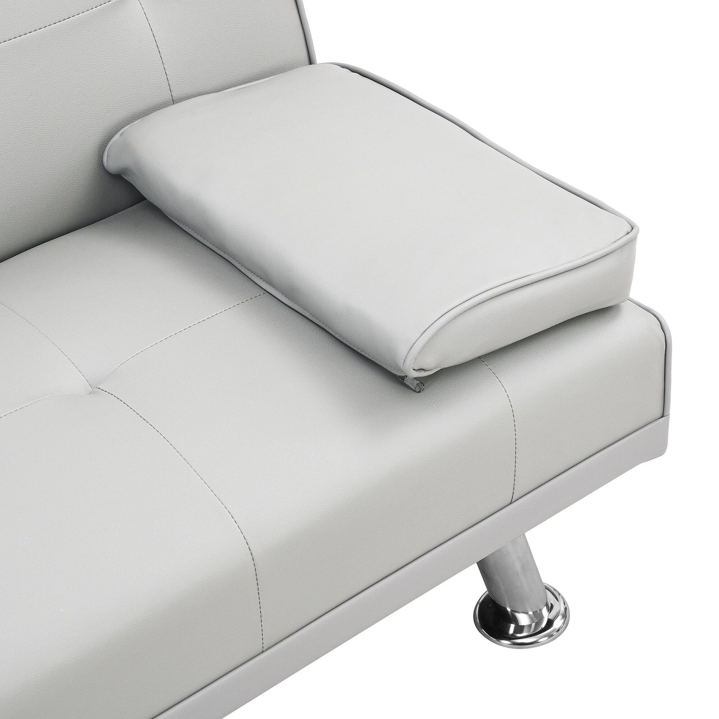Divano letto a due posti in PVC bianco 66.1 con struttura in legno e gambe in acciaio inox per soggiorno