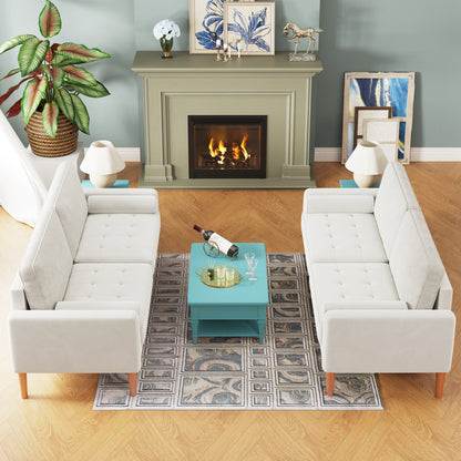 Divano imbottito bianco a 3 posti da 67,7'' con schiuma ad alta densità e montaggio senza attrezzi