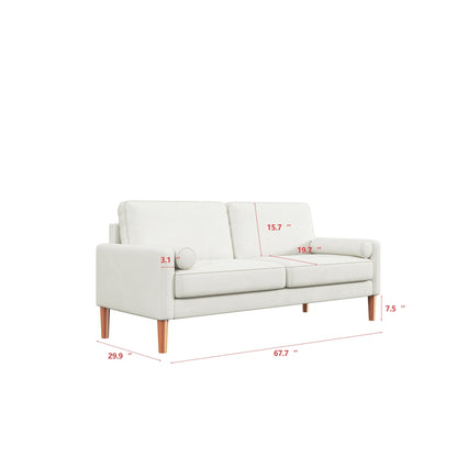 Divano imbottito bianco da 67,7'' con schiuma ad alta densità, supporto a molle e montaggio senza attrezzi