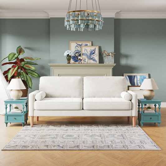 Divano imbottito bianco da 67,7'' con schiuma ad alta densità, supporto a molle e montaggio senza attrezzi