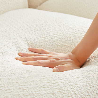 Divano bianco a 3 posti in lana d'agnello da 87'' con cuscini morbidi e gambe in metallo