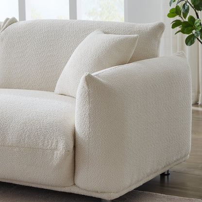 Divano a due posti oversize bianco da 87'' con gambe in metallo, struttura in legno massello e 2 cuscini