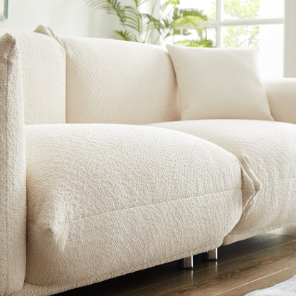 Divano a due posti oversize bianco da 87'' con gambe in metallo, struttura in legno massello e 2 cuscini