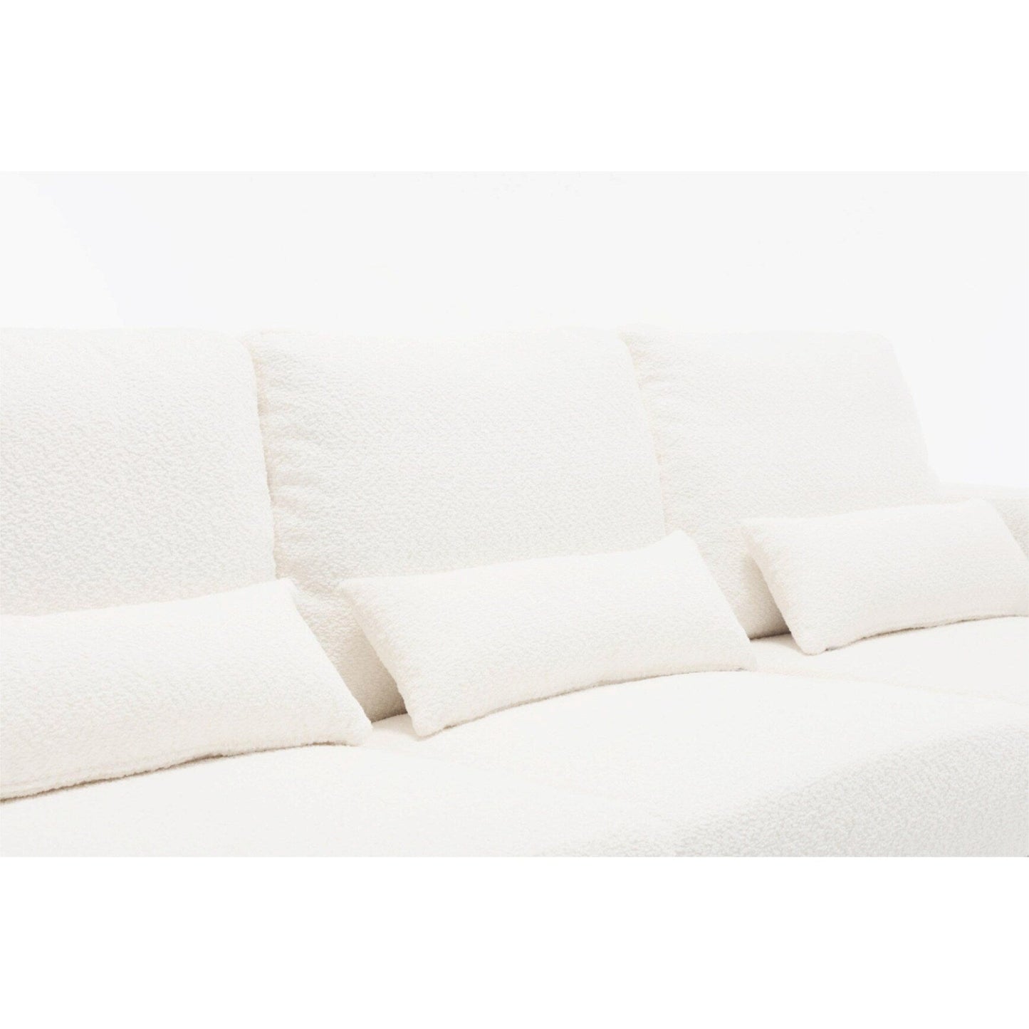 Divano moderno in tessuto bianco 88.4 a 3 posti con 3 cuscini, cuscini dello schienale rimovibili, struttura in legno massello e acciaio