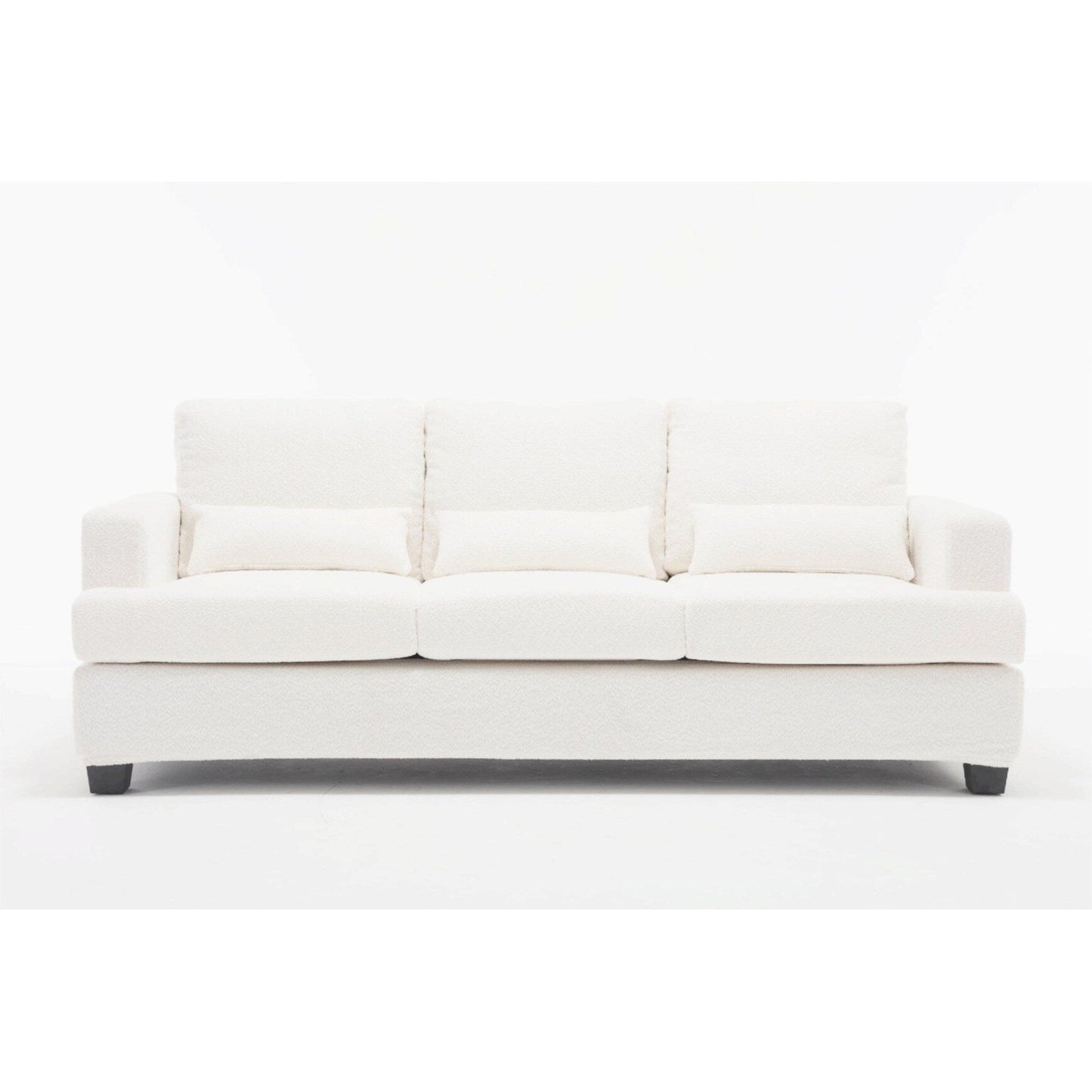 Divano a 3 posti in tessuto bianco da 88,4'' con cuscini dello schienale rimovibili, seduta profonda e robusta struttura in acciaio e legno massello