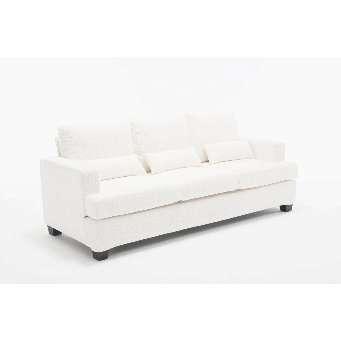 Divano a 3 posti in tessuto bianco da 88,4'' con cuscini posteriori rimovibili