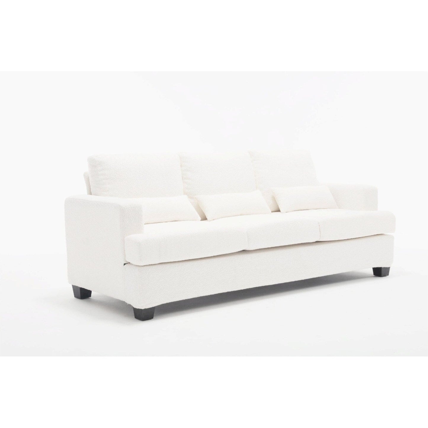 Divano a 3 posti in tessuto bianco da 88,4'' con cuscini posteriori rimovibili