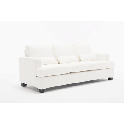 Divano a 3 posti in tessuto bianco da 88,4'' con cuscini posteriori rimovibili