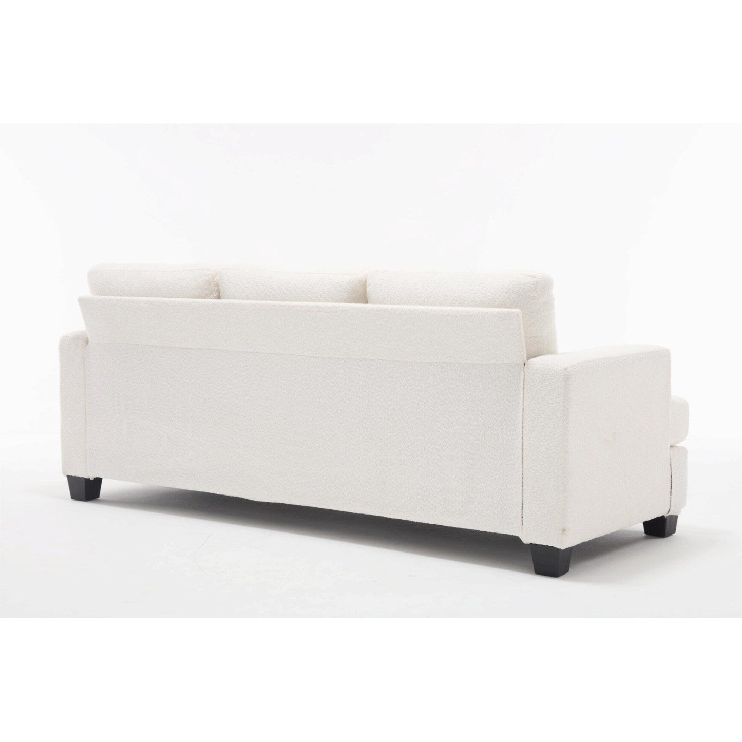 Divano moderno a 3 posti in tessuto bianco da 88,4'' con cuscini dello schienale rimovibili e struttura in legno massello