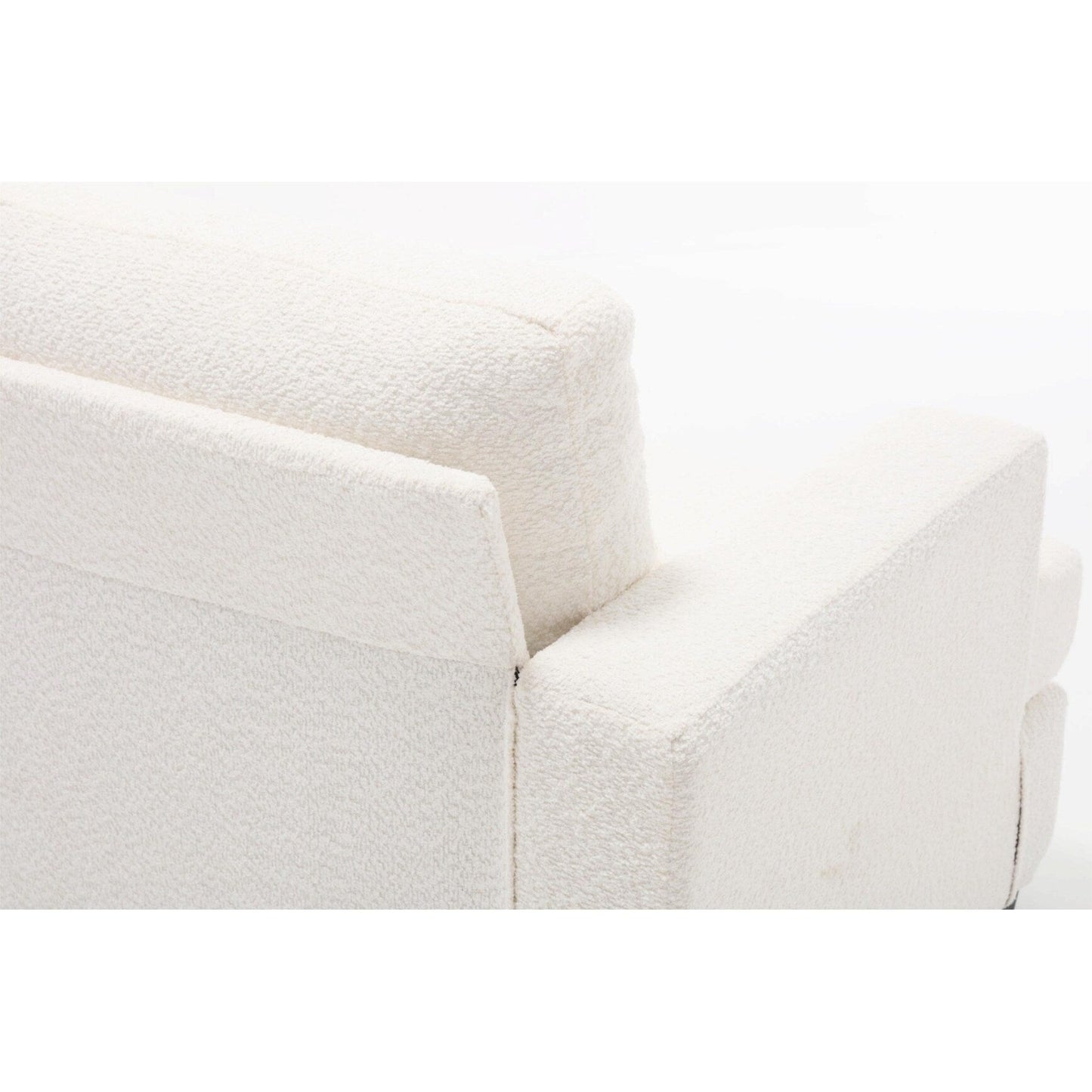 Divano moderno a 3 posti in tessuto bianco da 88,4'' con cuscini dello schienale rimovibili e struttura in legno massello