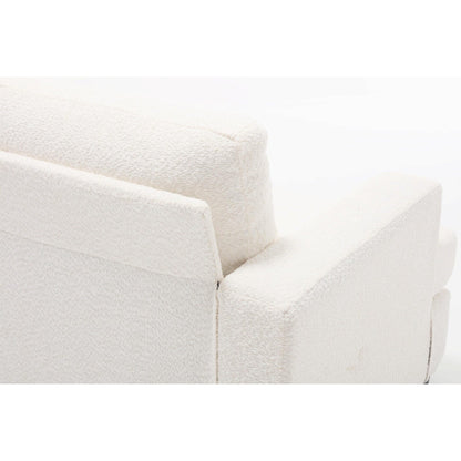 Divano moderno a 3 posti in tessuto bianco da 88,4'' con cuscini dello schienale rimovibili e struttura in legno massello