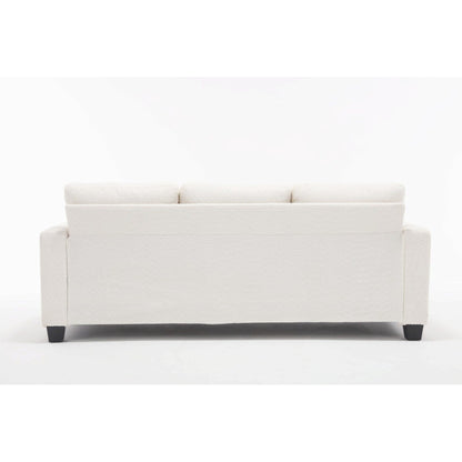 Divano moderno a 3 posti in tessuto bianco da 88,4'' con cuscini dello schienale rimovibili e struttura in legno massello