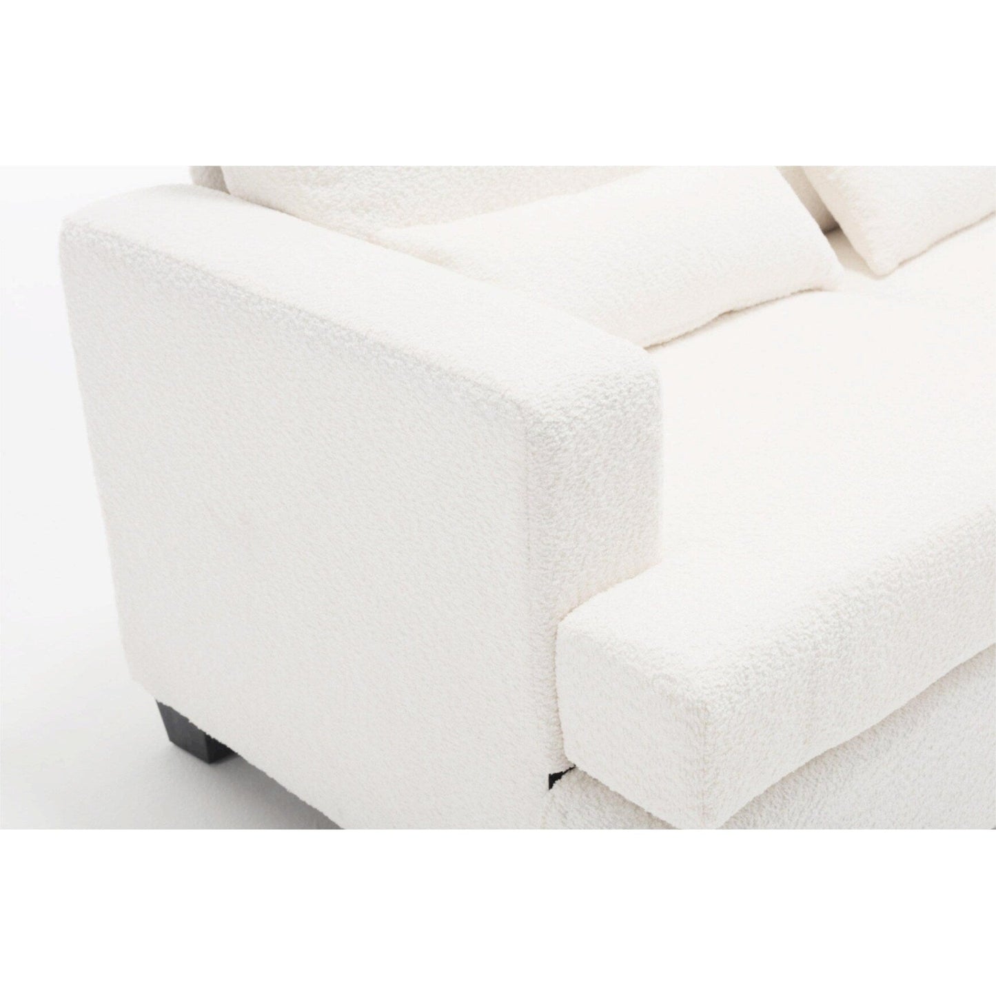 Divano moderno a 3 posti in tessuto bianco da 88,4'' con cuscini dello schienale rimovibili e struttura in legno massello